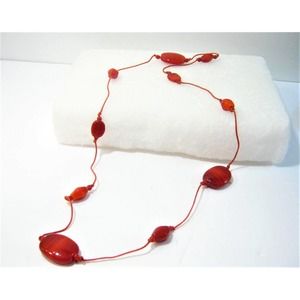 Striped Agate hand-knotted BOHO Hippie Casual style Corded Necklace 30 inch